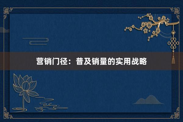 营销门径：普及销量的实用战略